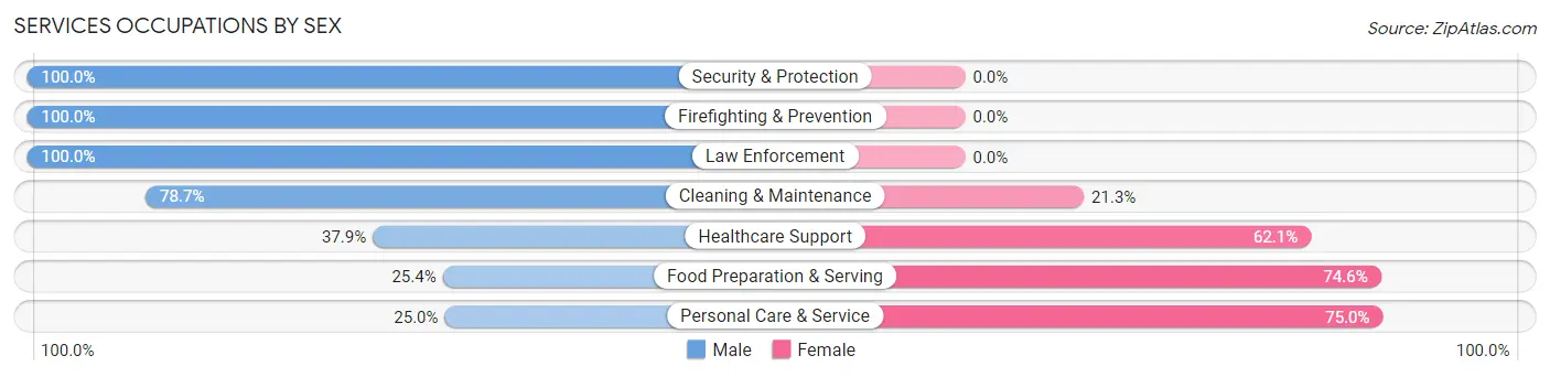 Services Occupations by Sex in Zip Code 67030