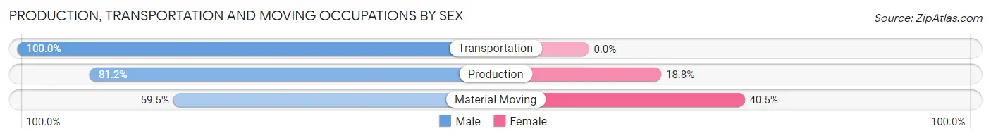 Production, Transportation and Moving Occupations by Sex in Zip Code 67031
