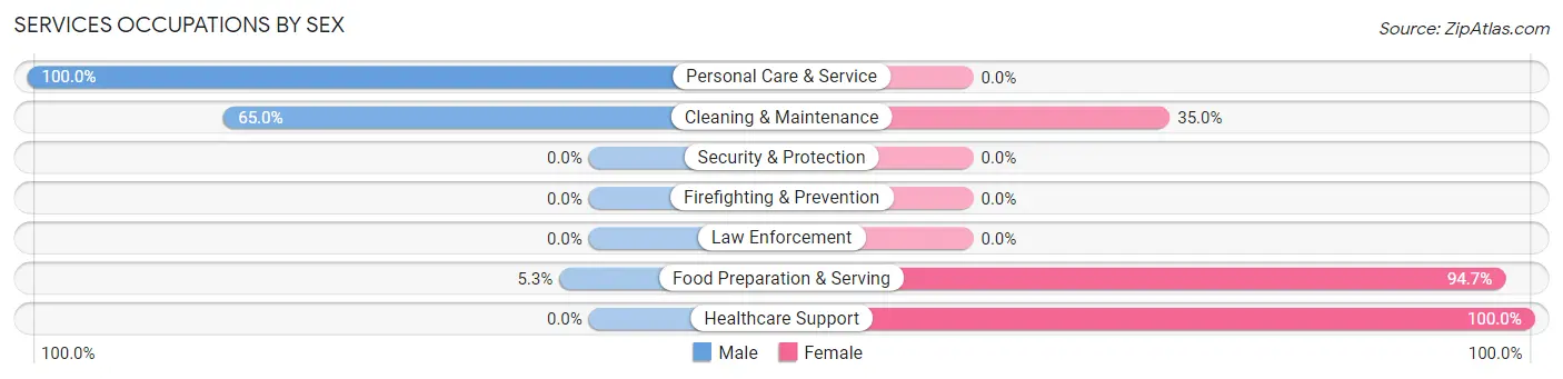 Services Occupations by Sex in Zip Code 67035