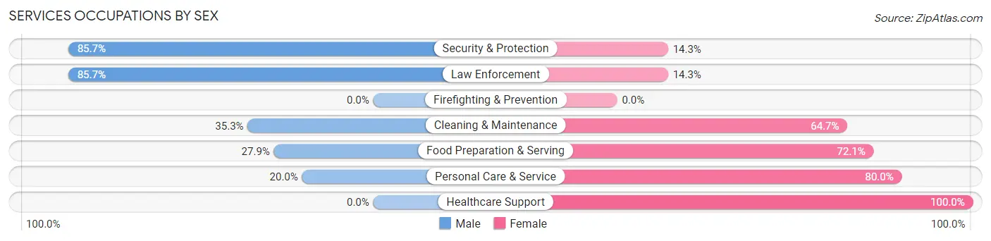 Services Occupations by Sex in Zip Code 67070