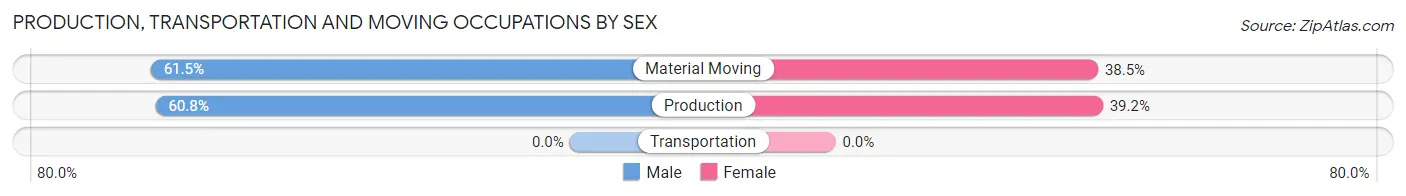 Production, Transportation and Moving Occupations by Sex in Zip Code 67101