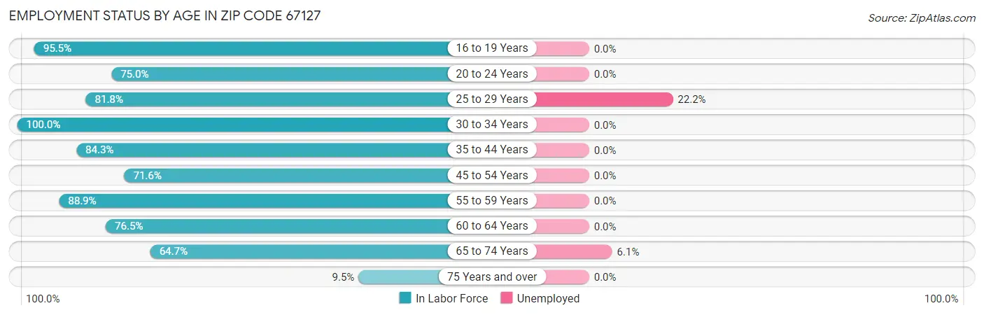 Employment Status by Age in Zip Code 67127