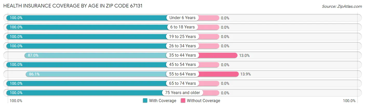 Health Insurance Coverage by Age in Zip Code 67131