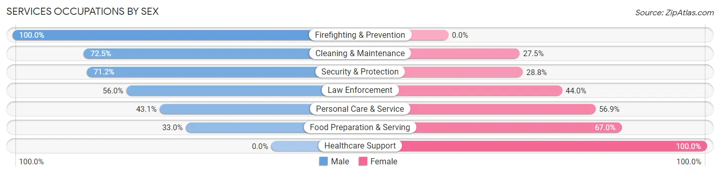 Services Occupations by Sex in Zip Code 67133