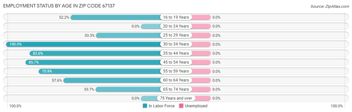 Employment Status by Age in Zip Code 67137