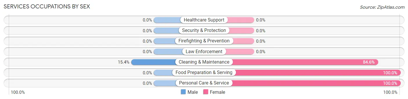 Services Occupations by Sex in Zip Code 67138
