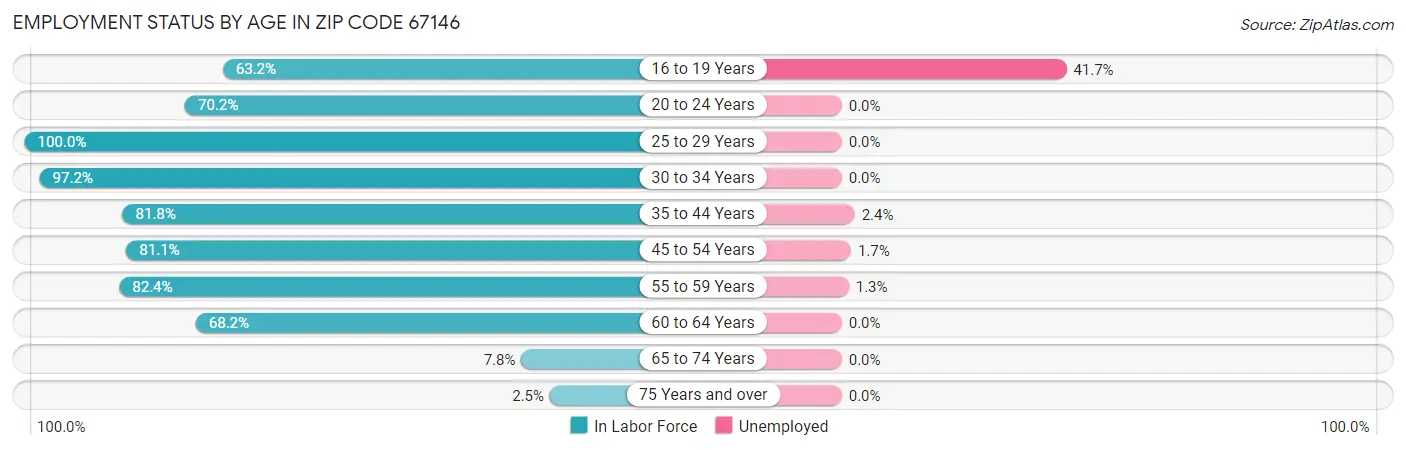 Employment Status by Age in Zip Code 67146