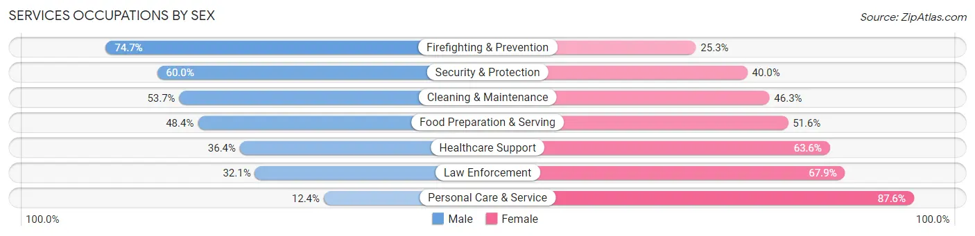 Services Occupations by Sex in Zip Code 67203