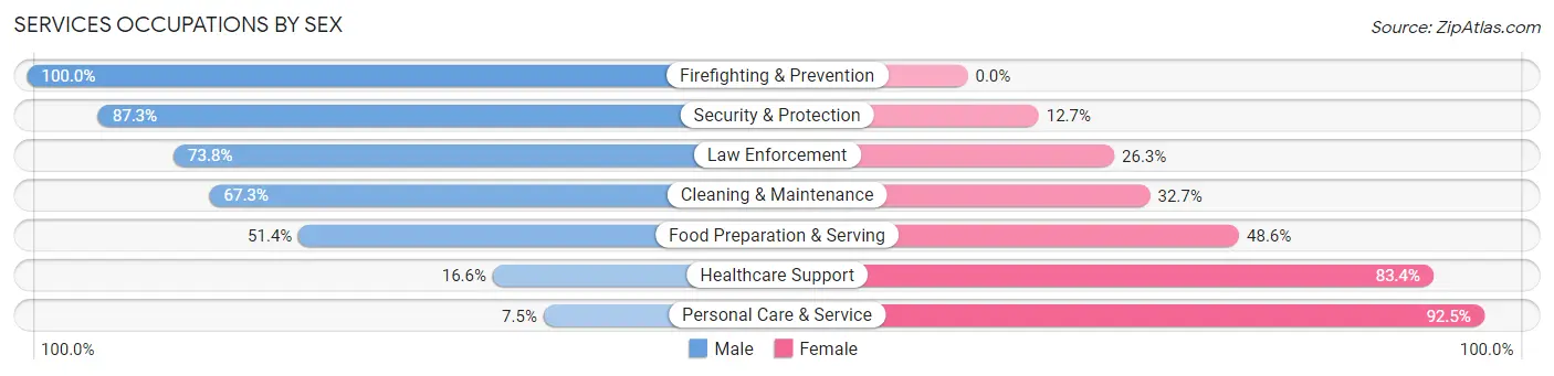 Services Occupations by Sex in Zip Code 67207