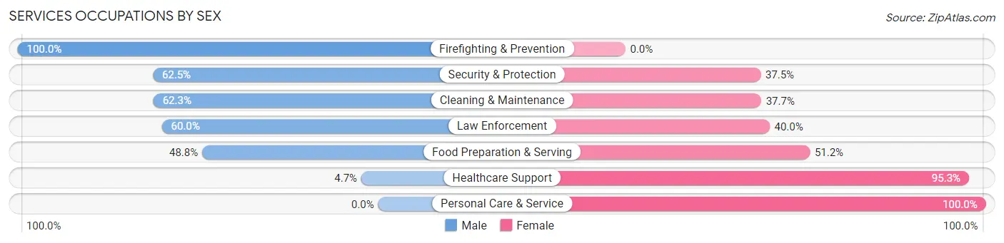 Services Occupations by Sex in Zip Code 67210