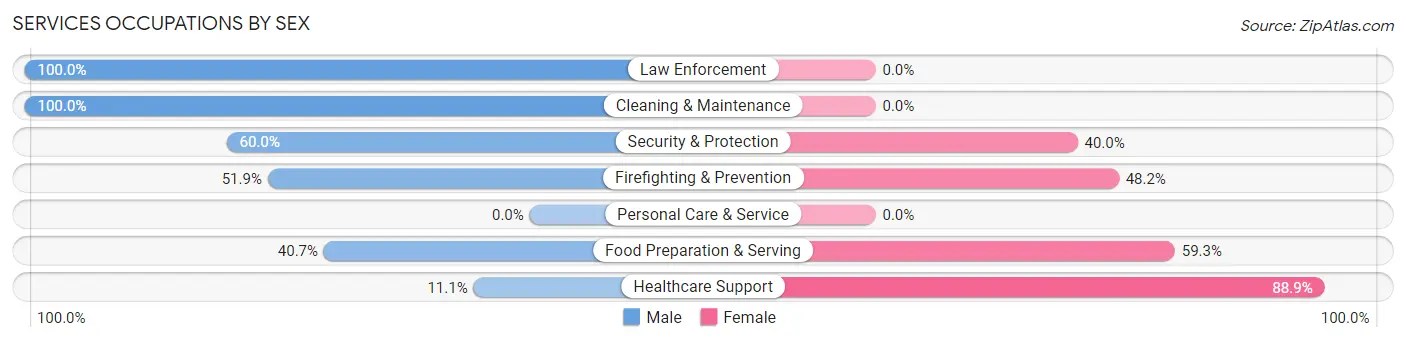 Services Occupations by Sex in Zip Code 67449