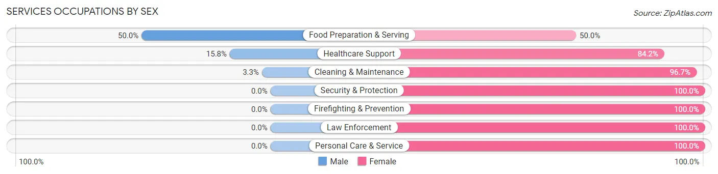 Services Occupations by Sex in Zip Code 67480