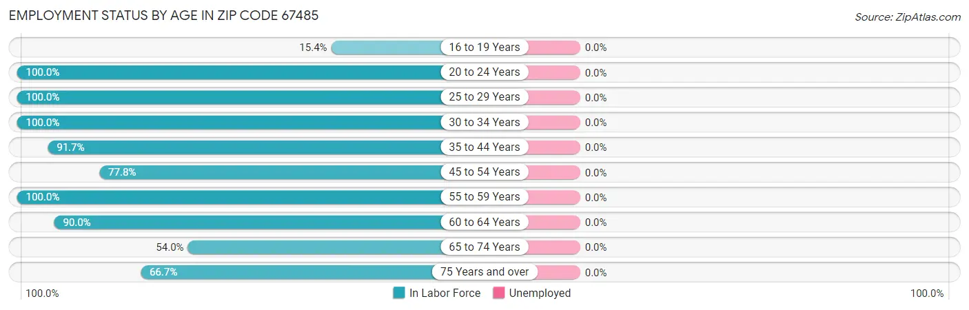 Employment Status by Age in Zip Code 67485