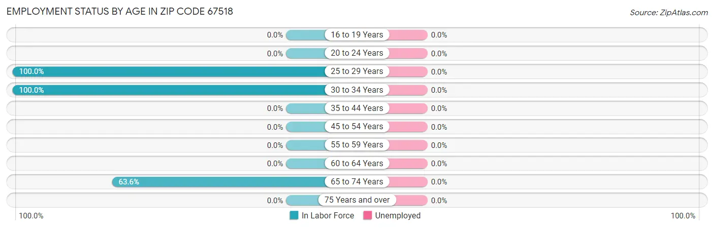 Employment Status by Age in Zip Code 67518