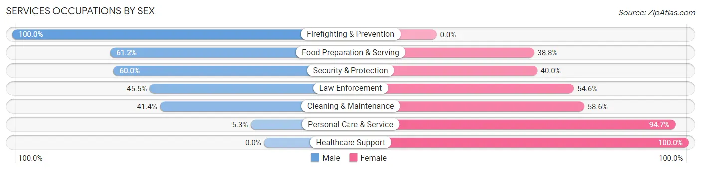 Services Occupations by Sex in Zip Code 67522