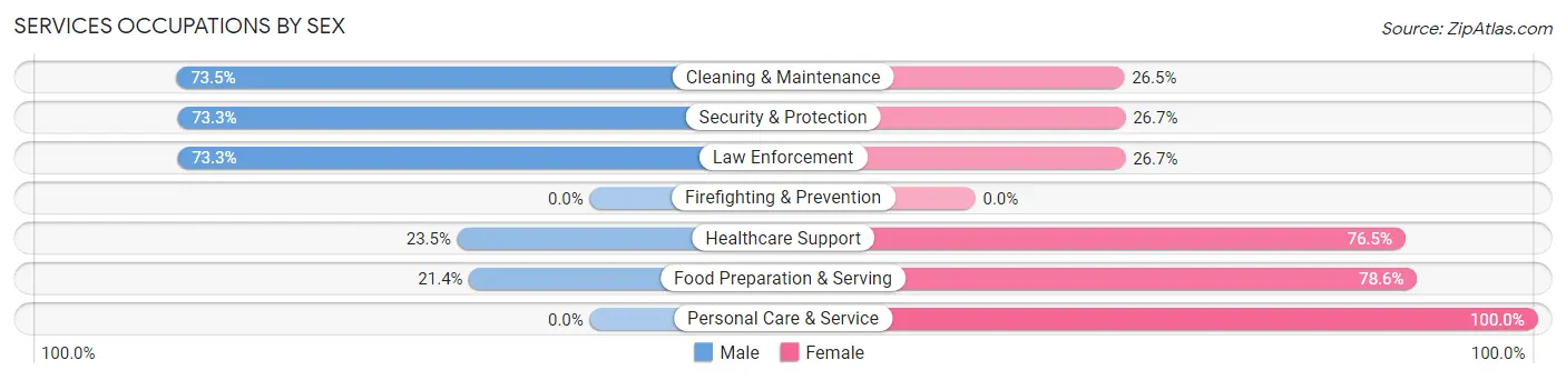 Services Occupations by Sex in Zip Code 67543