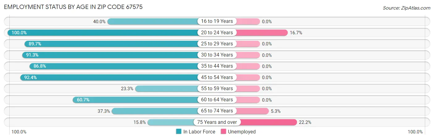 Employment Status by Age in Zip Code 67575