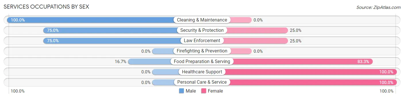 Services Occupations by Sex in Zip Code 67622