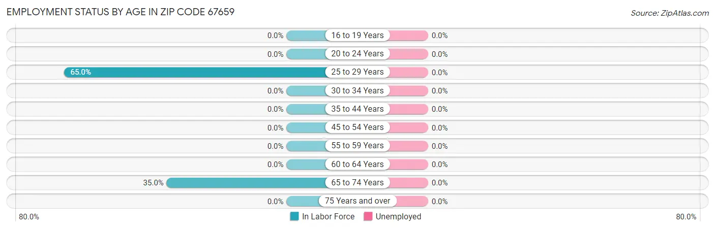 Employment Status by Age in Zip Code 67659
