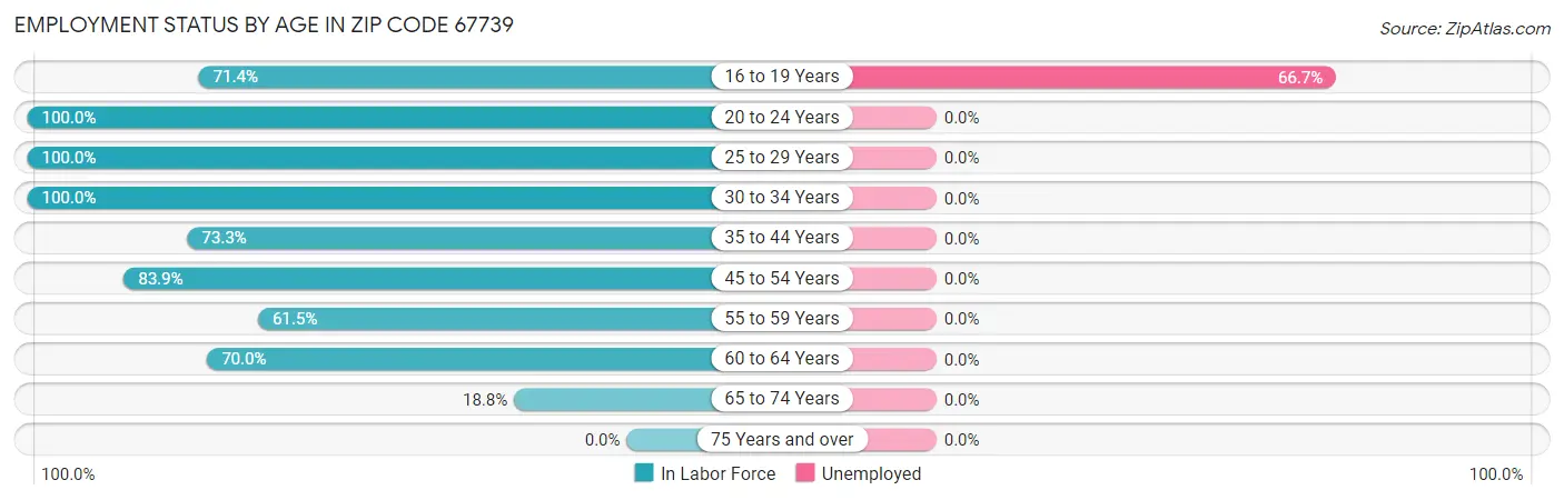 Employment Status by Age in Zip Code 67739