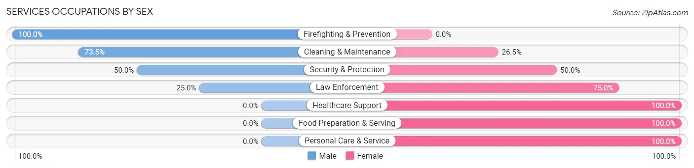 Services Occupations by Sex in Zip Code 67831