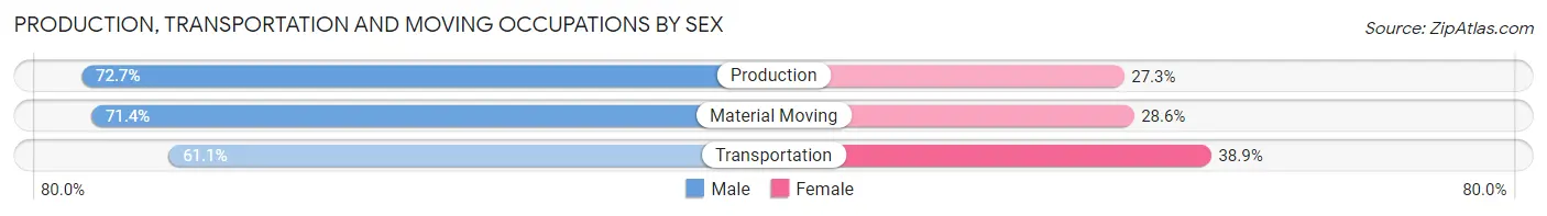 Production, Transportation and Moving Occupations by Sex in Zip Code 67834