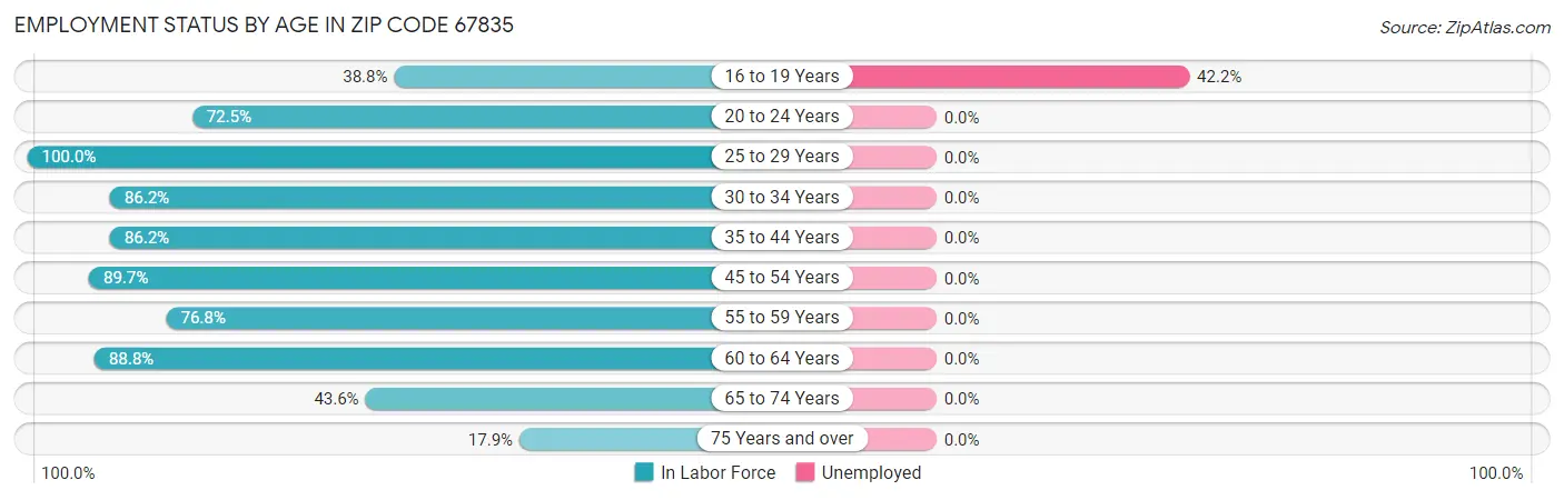 Employment Status by Age in Zip Code 67835