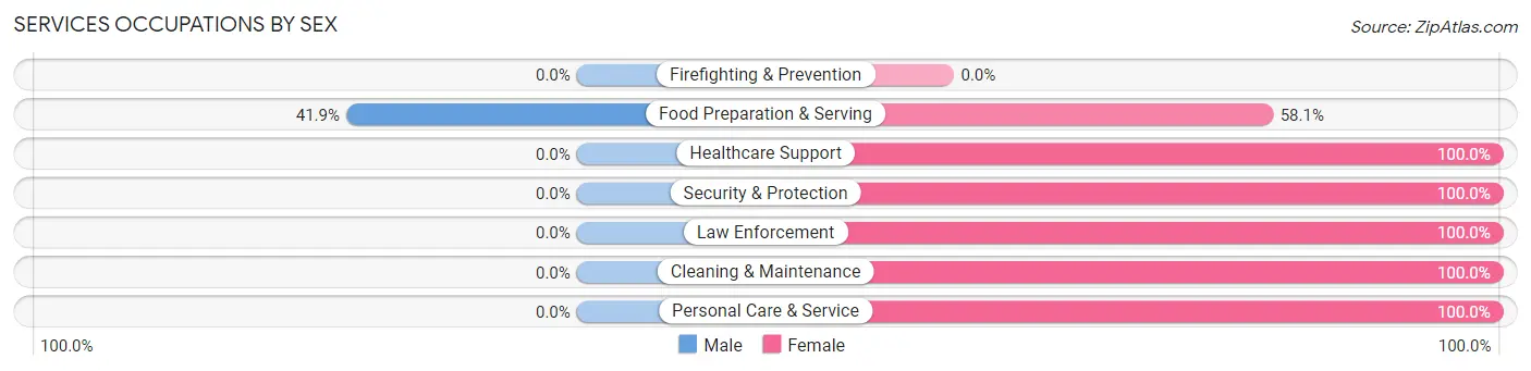 Services Occupations by Sex in Zip Code 67838