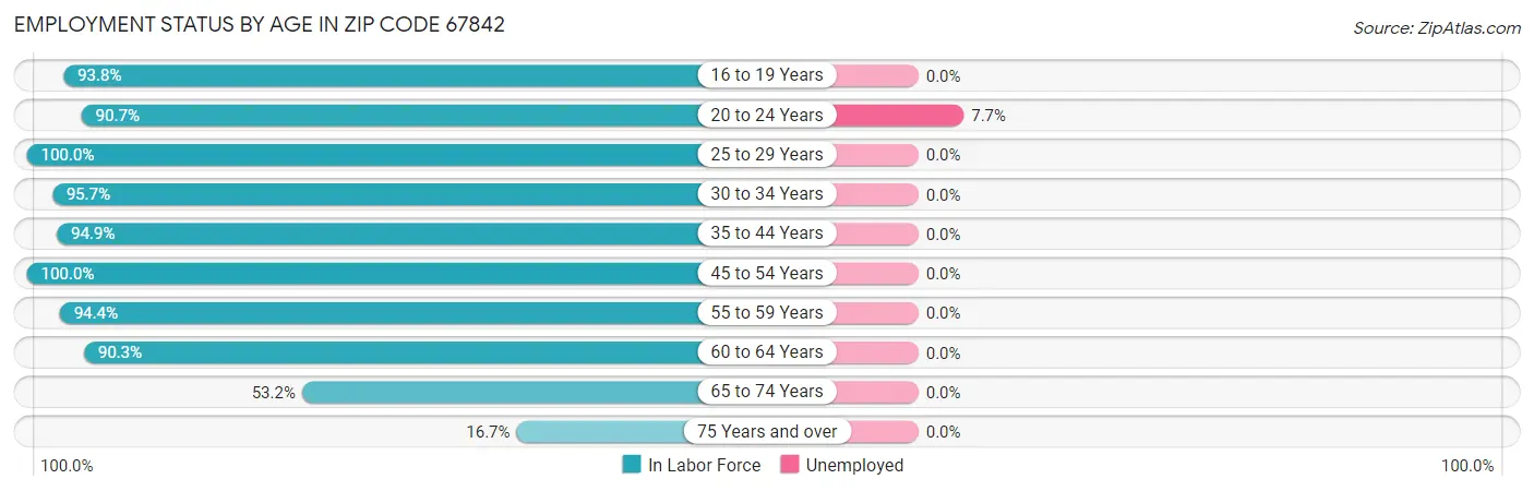 Employment Status by Age in Zip Code 67842