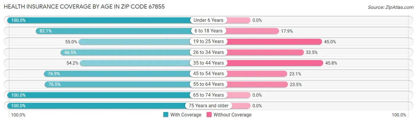 Health Insurance Coverage by Age in Zip Code 67855