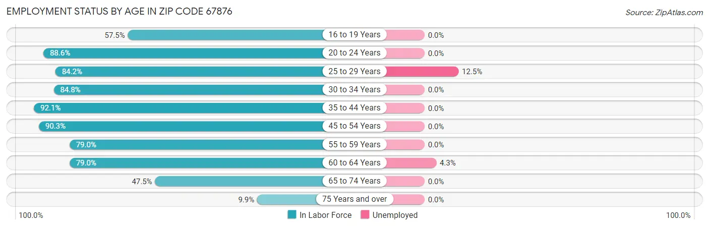 Employment Status by Age in Zip Code 67876