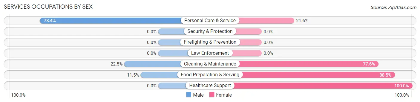 Services Occupations by Sex in Zip Code 67878