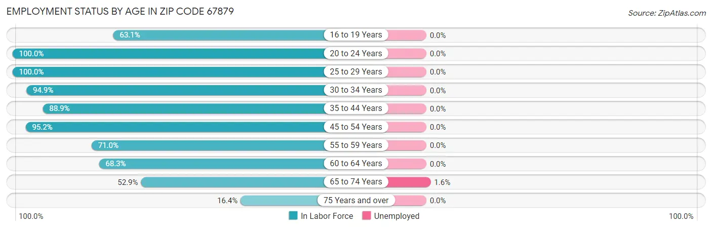 Employment Status by Age in Zip Code 67879