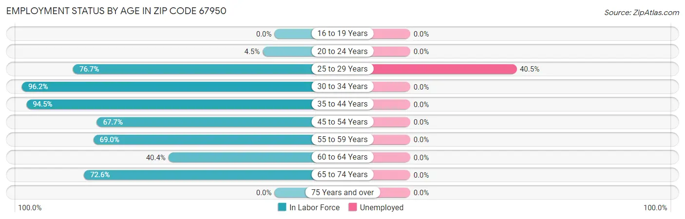 Employment Status by Age in Zip Code 67950