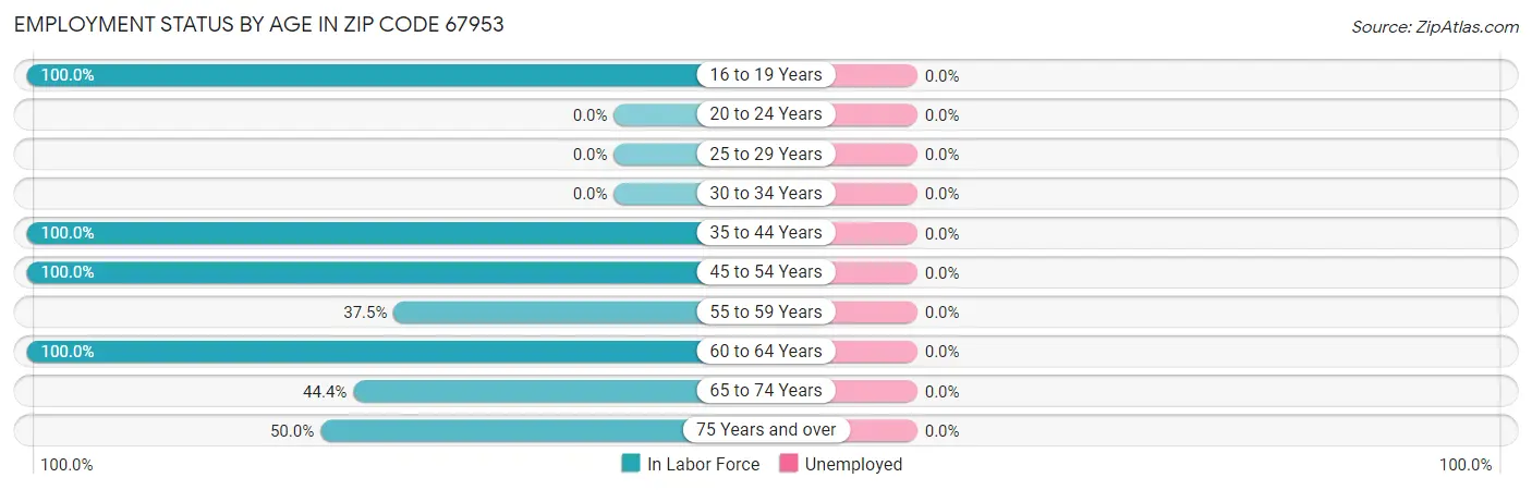 Employment Status by Age in Zip Code 67953