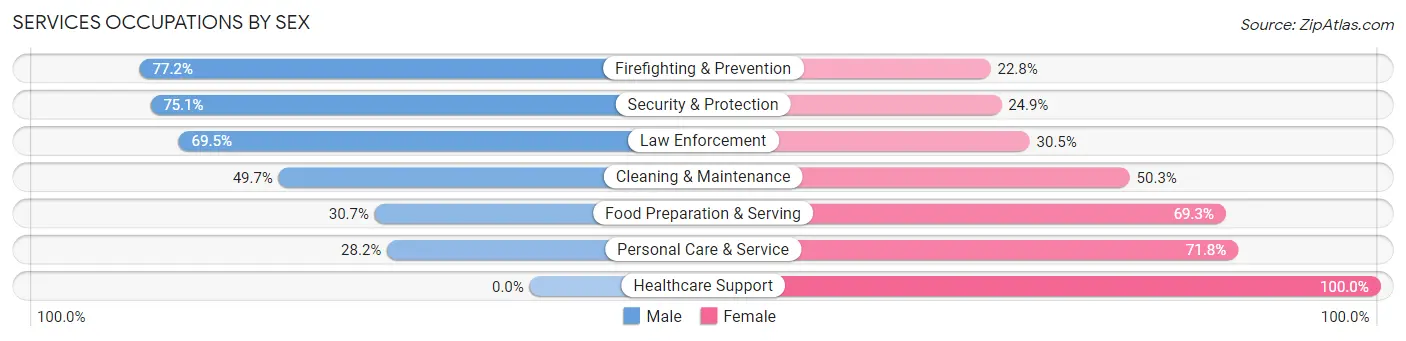 Services Occupations by Sex in Zip Code 68025