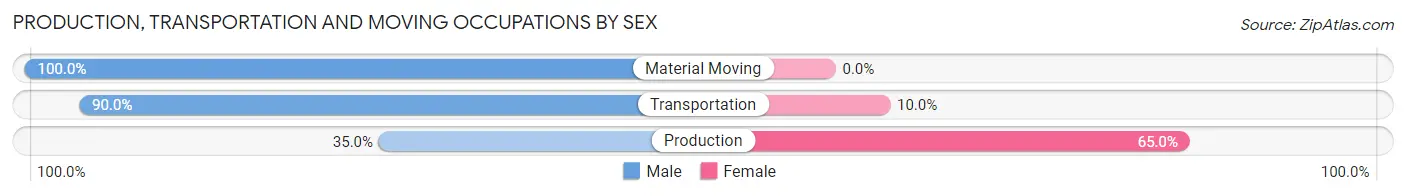 Production, Transportation and Moving Occupations by Sex in Zip Code 68031