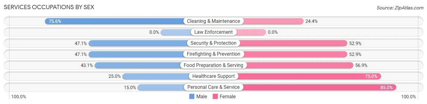 Services Occupations by Sex in Zip Code 68045