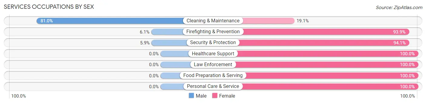 Services Occupations by Sex in Zip Code 68061