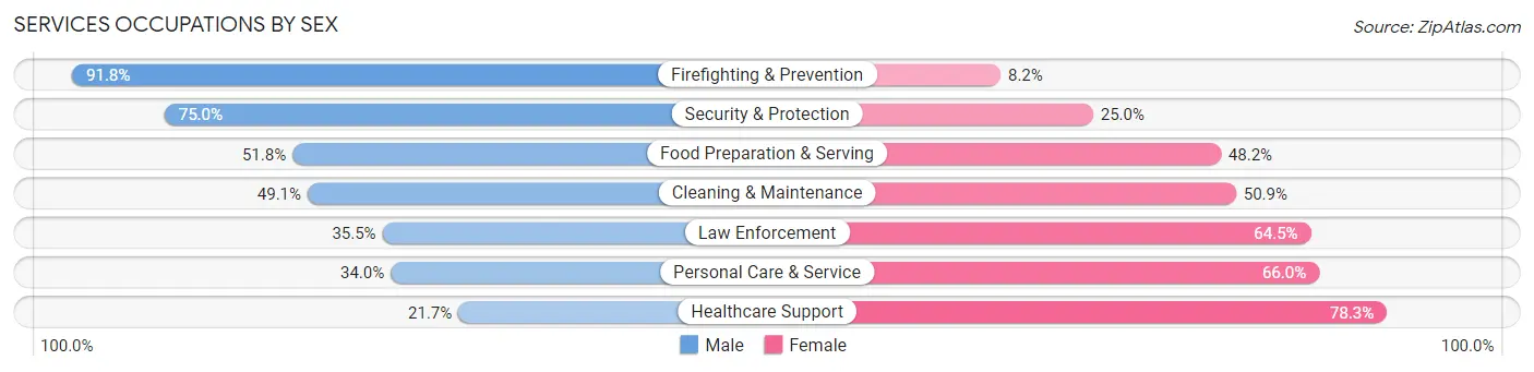 Services Occupations by Sex in Zip Code 68105