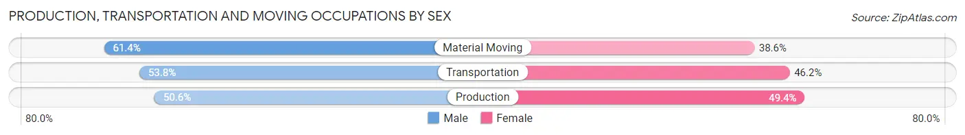 Production, Transportation and Moving Occupations by Sex in Zip Code 68110