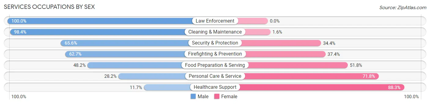 Services Occupations by Sex in Zip Code 68131