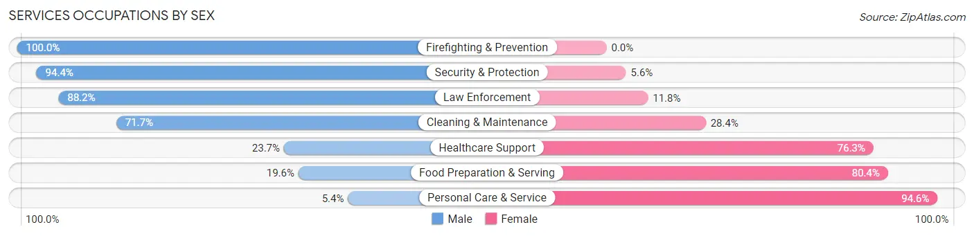 Services Occupations by Sex in Zip Code 68310