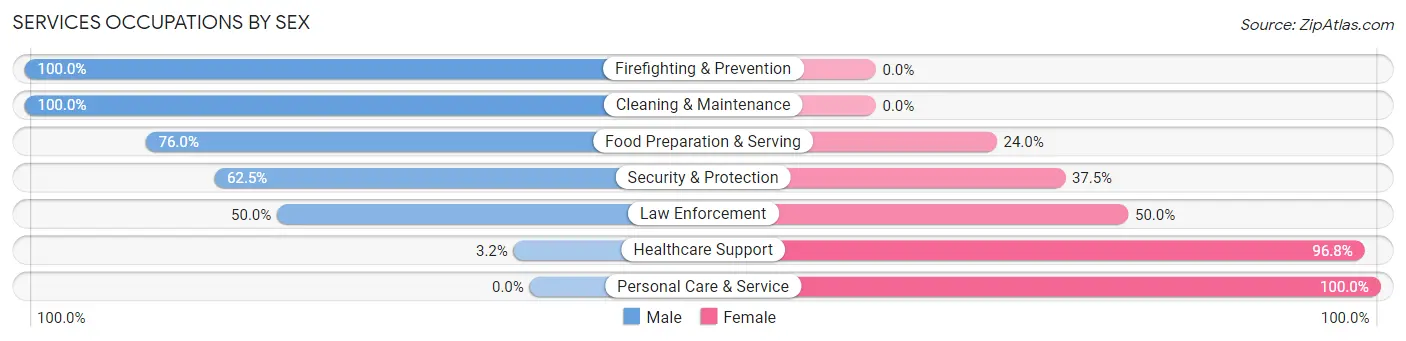 Services Occupations by Sex in Zip Code 68347