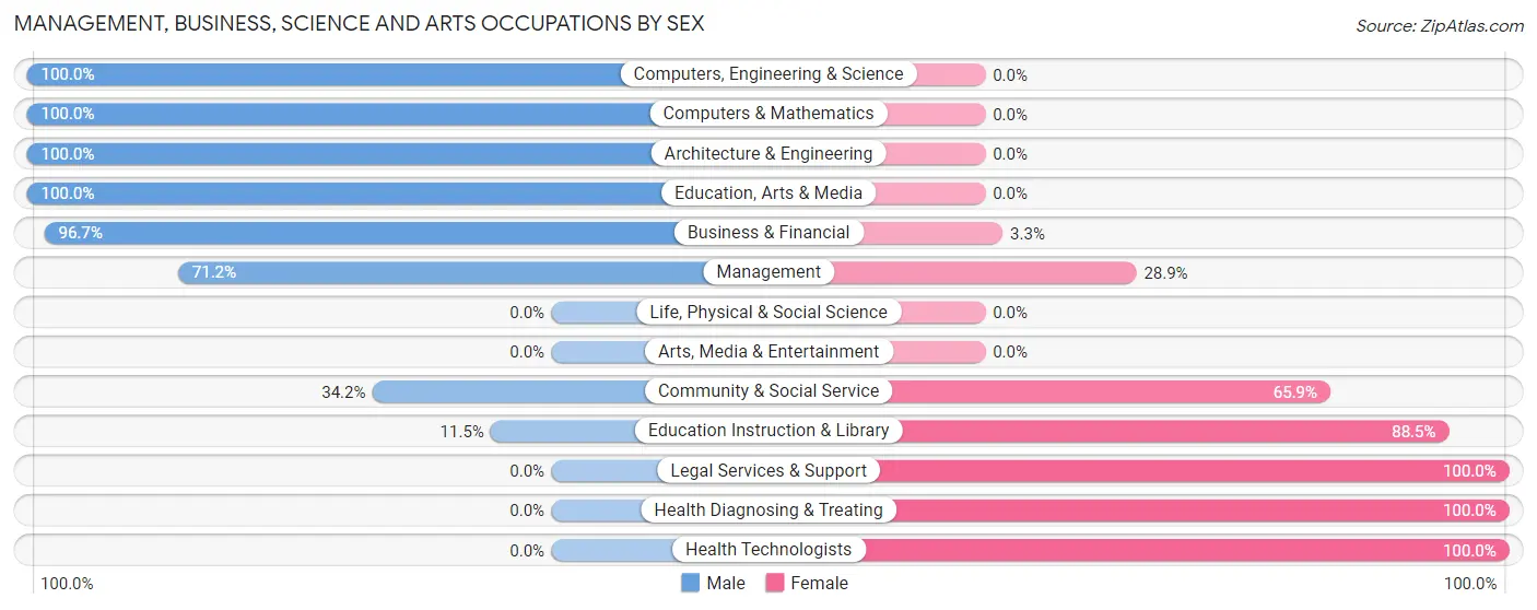 Management, Business, Science and Arts Occupations by Sex in Zip Code 68351