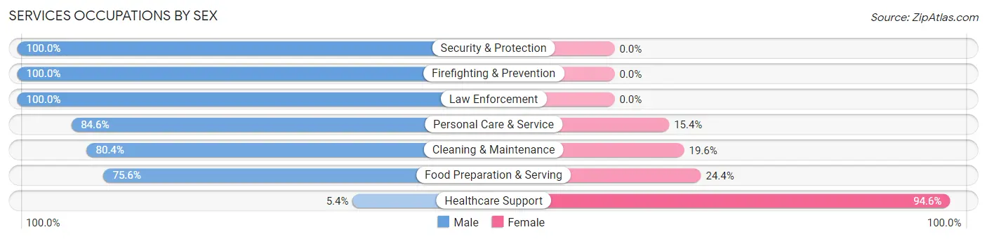 Services Occupations by Sex in Zip Code 68358