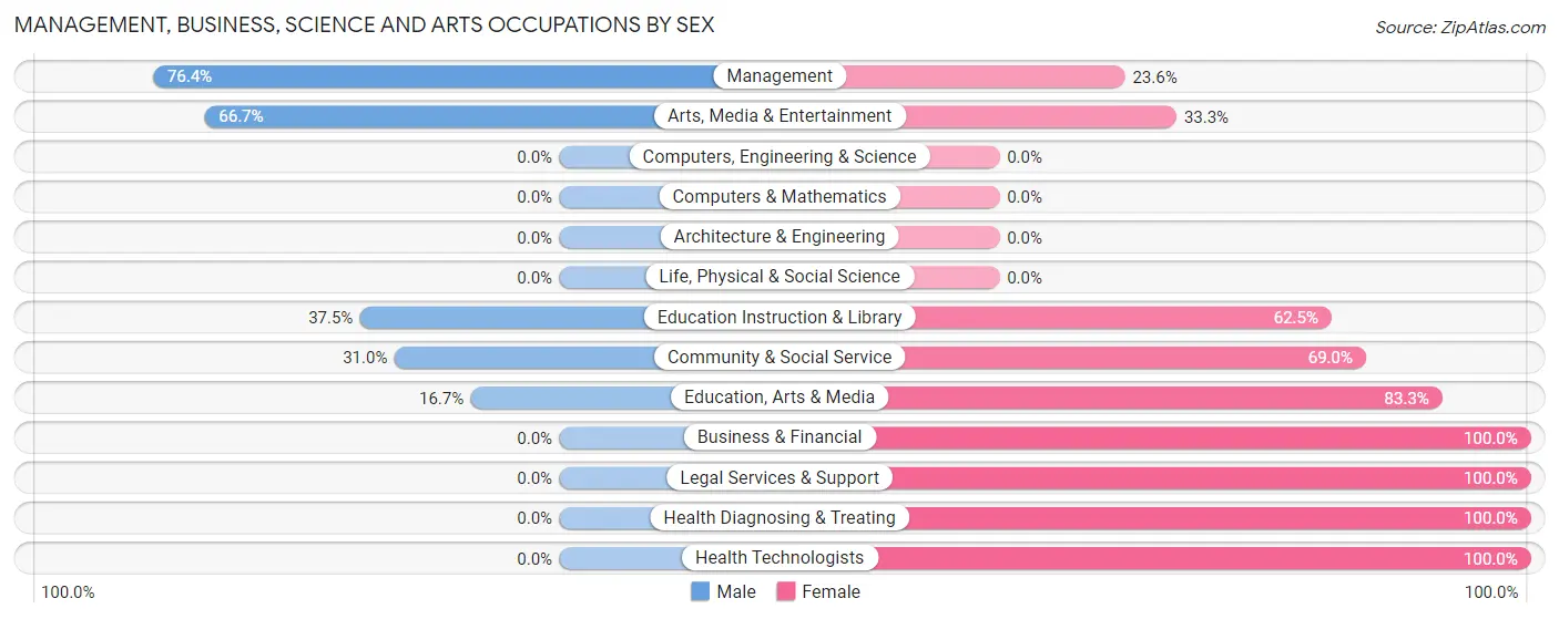 Management, Business, Science and Arts Occupations by Sex in Zip Code 68378