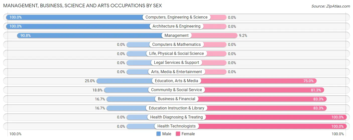 Management, Business, Science and Arts Occupations by Sex in Zip Code 68436