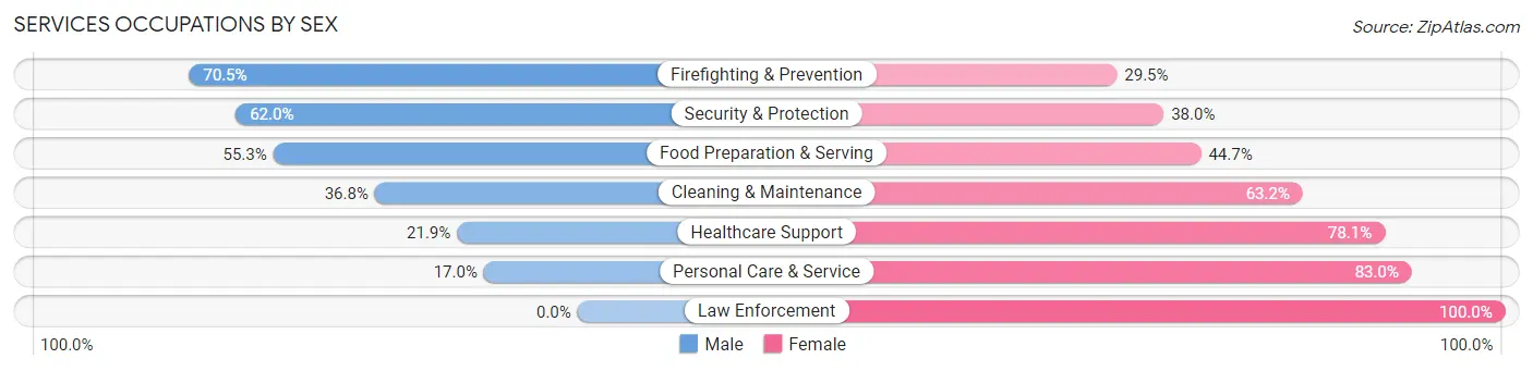 Services Occupations by Sex in Zip Code 68503