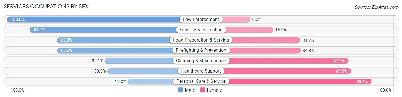 Services Occupations by Sex in Zip Code 68507
